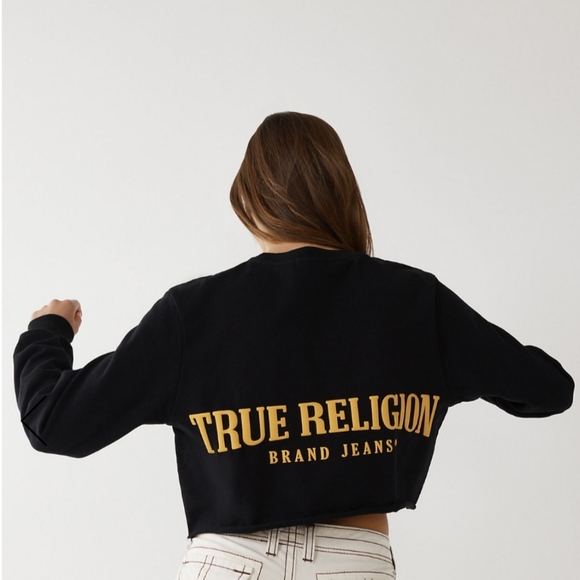 NEW True Religion Crop Sweatshirt, Size Small - Picture 2 of 4